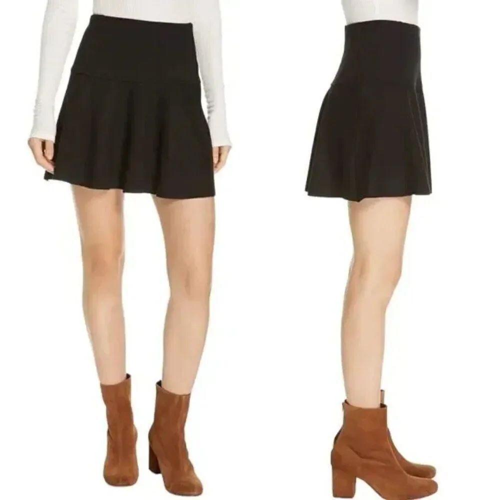 🌹 FREE PEOPLE 🌹 Highlands A-line Ruffled Mini Skirt - [Large, Black]